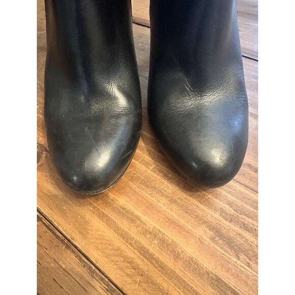 Coach Mackenna Size 8 High Heel Booties Boots Embossed Cuff Leather Black - Picture 8 of 12